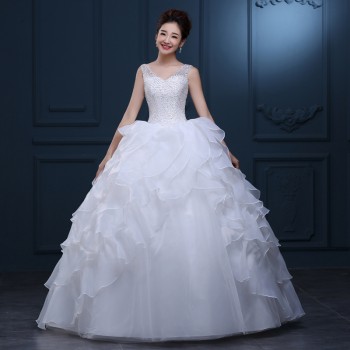 2017新娘礼服大码新款一字肩婚纱厂家直销 高档双肩新娘礼服G10