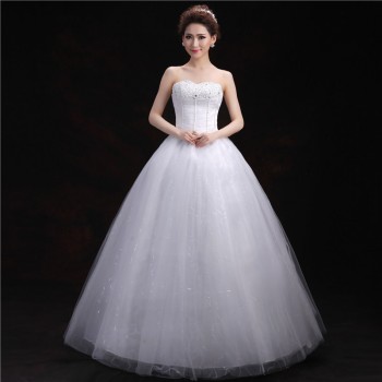 特价新款2017夏 新娘抹胸结婚公主花朵大码显瘦影楼婚纱批发T-10