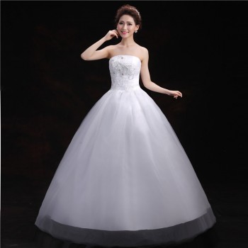 新款2017 新娘韩版抹胸齐地 显瘦抹胸修身绑带大码婚纱批发T-15