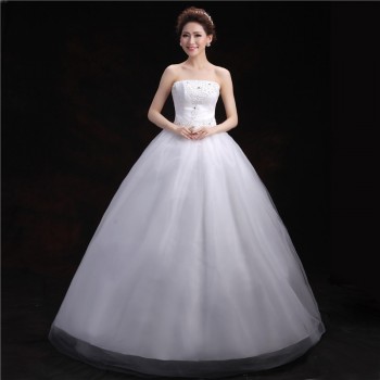 2017新款 新娘韩版齐地显瘦抹胸修身 钉珠绑带大码婚纱T-17