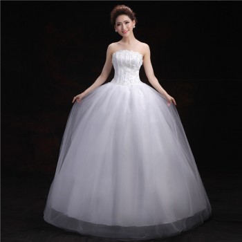 新款2017新娘 韩版亮片齐地显瘦抹胸修身绑带影楼大码婚纱T-18