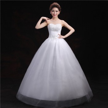 新款2017 韩版婚纱抹胸绑带修身显瘦齐地大码蕾丝新娘婚纱T-20