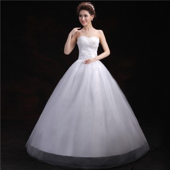 特价2017新款 韩版抹胸绑带花朵显瘦 齐地大码新娘婚纱批发T-23