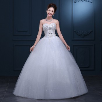 2017新款绑带抹胸婚纱 厂家直销韩式修身显瘦抹胸大码婚纱T30