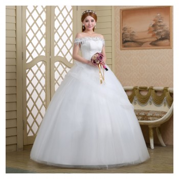 2017新款高档婚纱一字肩新娘 8568