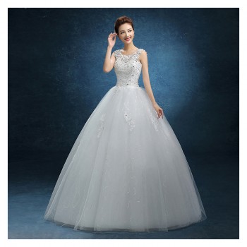 新款婚纱 一字肩齐地双肩婚纱简约蕾丝婚纱 包肩大码婚纱批发F04