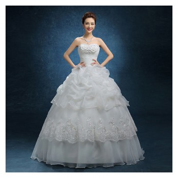 2017新款韩式夏 显瘦齐地抹胸大码 苏州白色公主厂家婚批发纱F06