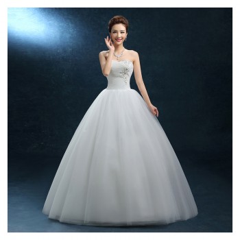 2017新款韩式夏 显瘦齐地抹胸大码 苏州蕾丝花边白色婚纱批发F09