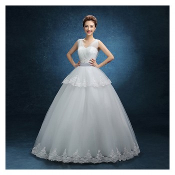 2017新款婚纱 齐地双肩婚纱蕾丝婚纱 包肩大码婚纱厂家批发冬F11