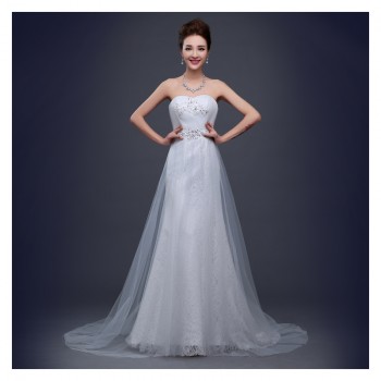 新款拖尾婚纱 蕾丝拖尾抹胸婚纱 一件代发拖尾婚纱厂家批发Z20