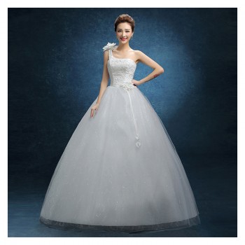 新款婚纱 单肩大码花朵蕾丝婚纱简约婚纱 苏州婚纱厂家批发F20