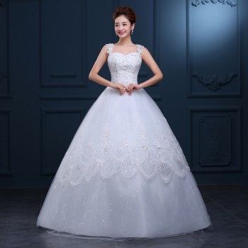 2017新款婚纱 一字肩齐地婚纱蕾丝婚纱 苏州大码婚纱厂家批发F36