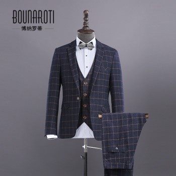 2017新品男士套装西服 男修身男士西装三件套高级定制男士礼服