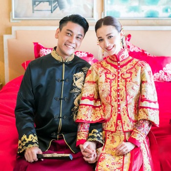 朱孝天韩雯雯同款秀禾服中式敬酒服新娘礼服嫁衣旗袍龙凤褂秀和服