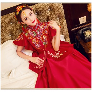 秀禾服新娘礼服2017新款结婚敬酒服旗袍中式婚纱古装秀和服批发
