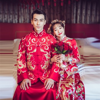 秀禾服新郎礼服嫁衣喜服中式婚纱敬酒服褂龙凤褂陈紫函同款男款