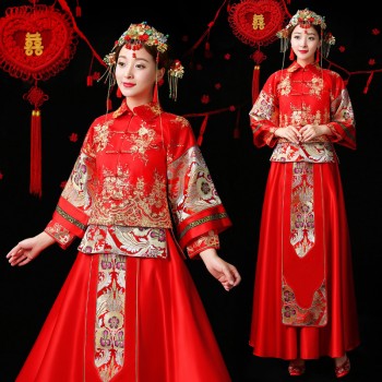 17年新款秀禾服新娘中式结婚礼服敬酒服秀和服改良龙凤褂长款嫁衣