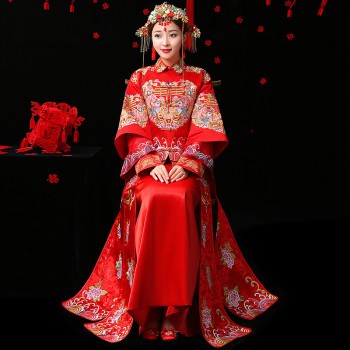 2017新款秀禾服新娘中式礼服结婚服敬酒服龙凤褂喜服嫁衣秀和服夏