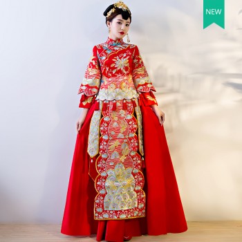秀禾服新娘2017新款中式婚纱嫁衣敬酒古装礼服结婚服龙凤褂秀和服