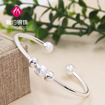 如花流转足银99.0%手镯 时尚韩版百搭 生日情人节礼物