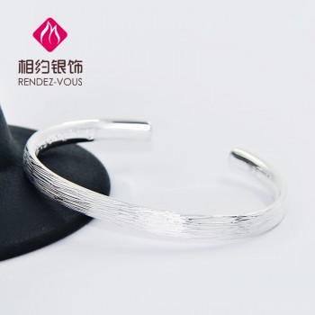 相约银饰 足银99.0%拉丝手镯 【流线款】