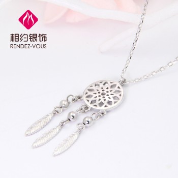 相约银饰时尚新款 捕梦网系列 精致质感镂空羽毛项链