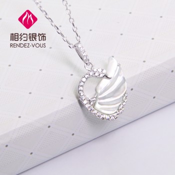 相约银饰S925白天鹅施华天鹅洛世奇套链项链锁骨链精美水晶白天鹅