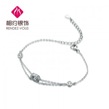 相约银饰手链女韩国风925银时尚气质送闺蜜银饰品圣诞礼物紫水晶