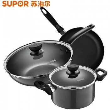 苏泊尔套装锅具 炫彩不粘三件套TP1617K 32CM炒锅+26CM煎锅+20CM汤锅