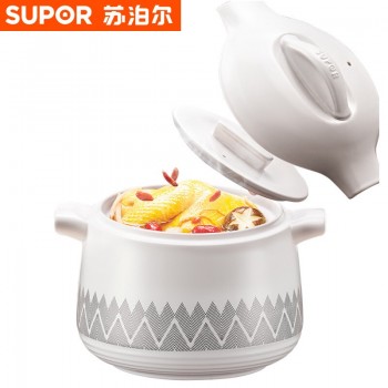 苏泊尔砂锅双盖聚能闷锅陶瓷煲汤锅炖锅家用明火专用4.5L  TB45E1