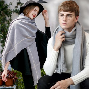 2017 UACY 秋冬新款韩版男女情侣款羊绒爆款毛线保暖围巾