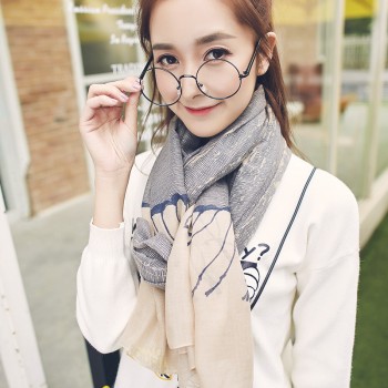 新款韩国棉麻爆款外贸拷边义乌复古图案围巾丝巾披肩