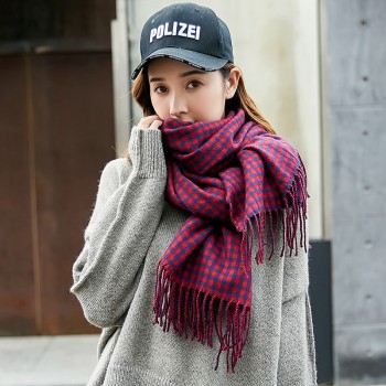 UACY2017秋冬新款批发仿羊绒双面保暖格子围巾披肩围巾围脖女