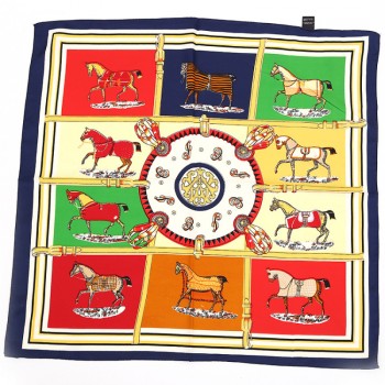 春秋季小方巾小丝巾韩百搭工装卡通女空姐围巾头巾领巾包带