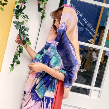 春秋新款围巾女防晒披肩沙滩巾复古民族风棉麻流苏围夏季旅游