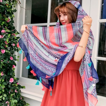 围巾女长纱巾百变文艺丝巾夏季女防晒披肩大民族风旅游遮阳沙滩巾