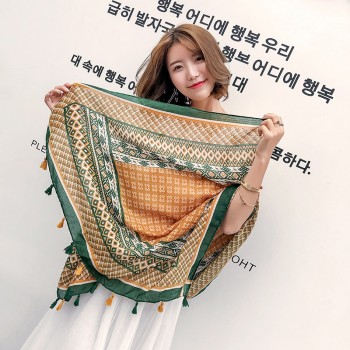 夏季女防晒披肩大民族风旅游薄款遮阳围巾长纱巾百变文艺丝巾沙滩