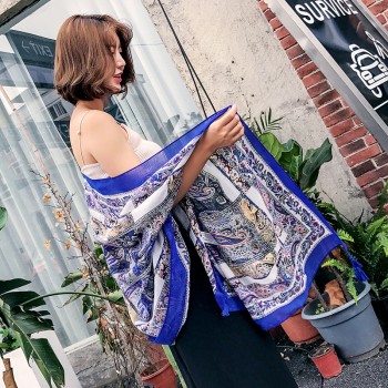 夏季女防晒披肩民族风旅游薄款遮阳围巾长纱巾百变文艺丝巾沙滩巾