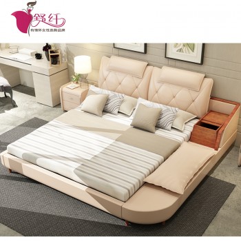 简约现代皮床软床皮艺床双人床欧式床主卧婚床1.8m皮床