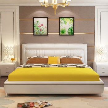 真皮床现代主卧室双人床皮艺床1.5米简约婚床1.8米婚床