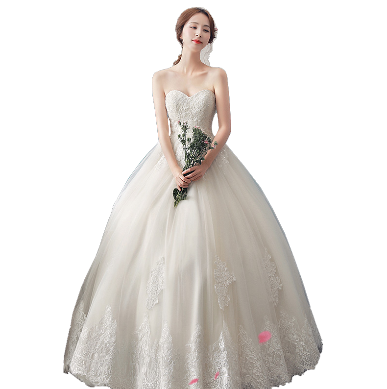 抹胸齐地韩版婚纱