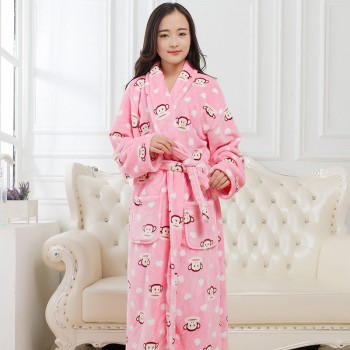 法兰绒加厚保暖睡袍浴袍 大嘴猴
