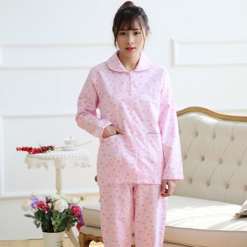 纯棉绒布睡衣套装舒服高档睡衣家居服 红玫瑰