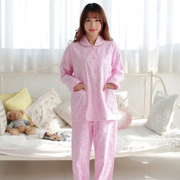 纯棉绒布睡衣套装舒服高档睡衣家居服 粉小猫