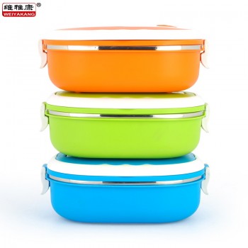 爆款定制彩色便当盒不锈钢方形饭盒保鲜盒多层餐具礼品