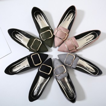 单鞋2017春季新款平底鞋尖头浅口瓢鞋女鞋豆豆鞋