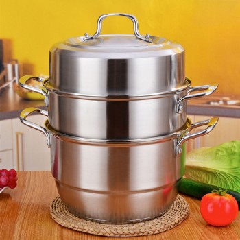 不锈钢多层蒸锅无磁加厚复底锅汤锅透视盖多用锅可定制