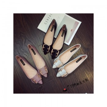 2017新款女鞋皮鞋春秋款尖头平底鞋韩版平跟