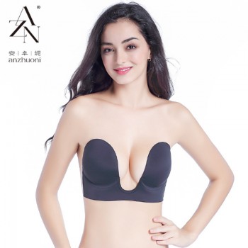 深U聚拢一片式无肩带隐形文胸 隐形内衣胸贴