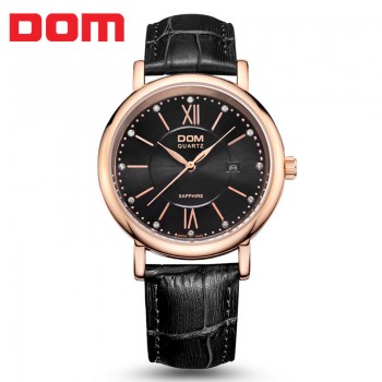 DOM (多姆) 复古男表 商务休闲男士手表 防水皮带表